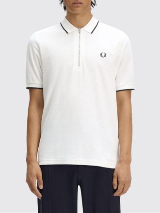 Fred Perry Cotton Half-Zip Polo Shirt with Contrasting Embroidered Logo