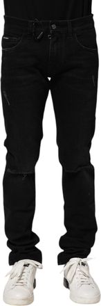 Dolce & Gabbana Mens Distressed Slim Fit Jeans - Black Cotton - Size EU 44 (Mens)