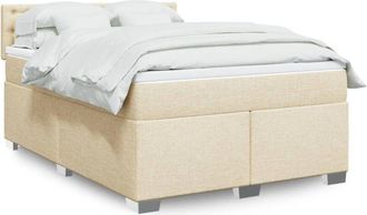 vidaXL Vidaxl - Cama Box Spring Con Colch&oacute;n Tela Color Crema 160x200 Cm