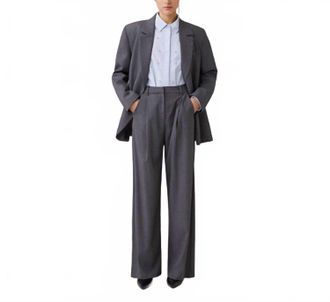 Suncoo Jonas Full Leg Soft Pleated Trousers In Grey