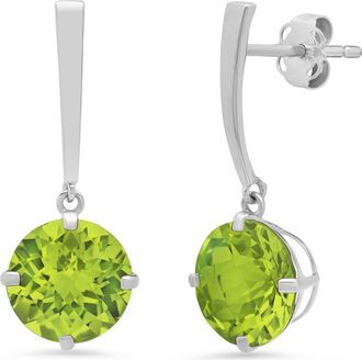 MAX + STONE 14k White Gold Solitaire Round-Cut Gemstone Drop Earrings (8mm)