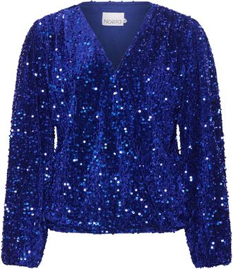 Noella Teagan wikkelblouse in marineblauw