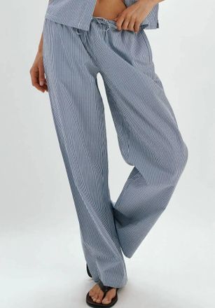 Suzie Kondi Pan Drawstring Pants In Navy Stripe