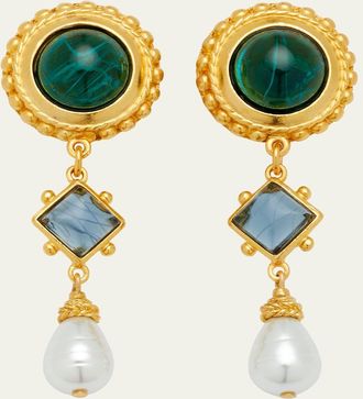 Ben-Amun Multi Stone Clip-On Earrings
