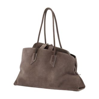 The Attico Womens La Passeggiata Medium Top Handle Bag - The Attico Leather Brown Calfskin Shoulder-Hobo-Bags
