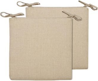 OEM Juego De 2 Cojines Para Silla, 45 X 45 Cm, Con Lazos, Lavables, Aptos Para Uso Interior/exterior, Balc&oacute;n/jard&iacute;n, Color Beige