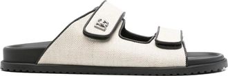 Dolce & Gabbana Canvas slippers met dubbele bandjes - Beige