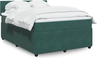vidaXL Vidaxl - Cama Box Spring Con Colch&oacute;n Terciopelo Verde Oscuro 140x190 Cm
