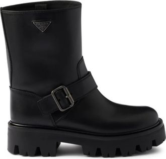 Prada Laarzen met gespsluiting en chunky zool - Zwart