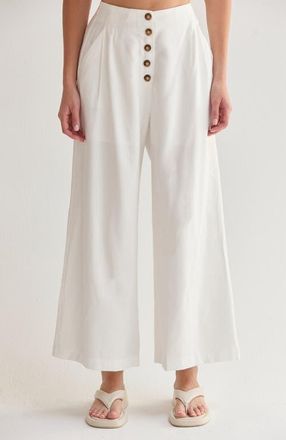 Crescent High Waisted Wide Leg Culotte Pants in Ivory at Nordstrom, Size X-Small
