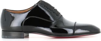 Christian Louboutin Zwarte Oxford Platte Schoenen Lakleer - Heren - Nette schoenen - Zwart - 41 1/2 EU - Leer - Schoenen