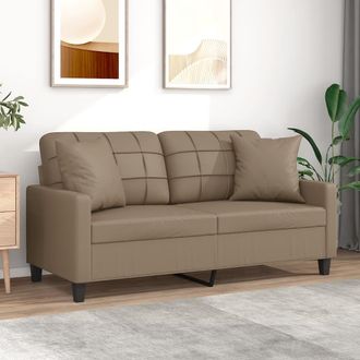 vidaXL Sof&aacute; De 2 Plazas Con Cojines Cuero Sint&eacute;tico Capuchino 140 Cm Vidaxl