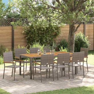 vidaXL Vidaxl - Conjunto De Comedor De Jard&iacute;n 9 Pcs Gris 190 X 90 X 75 Cm