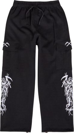 Warren Lotas Serenity Embroidery Cargo Cotton Sweatpants - Black - XL