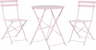 Beliani Set Bistro a 3 pezzi con Tavolino e 2 Sedile Pieghevoli in Metallo Rosa Pastello Fiori
