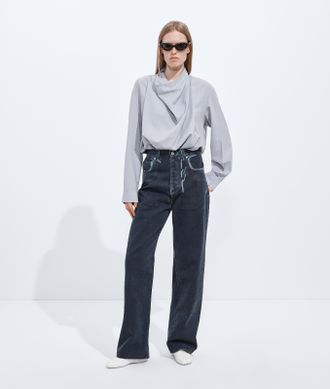 Bottega Veneta Overdyed Wide Leg Jeans - Blue - Woman - 38