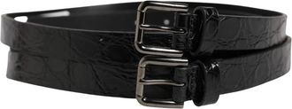 Dolce & Gabbana Double Strap Leather Buckle Belt - Dames - Riemen - Zwart - ONE Size - Leer - Accessoires