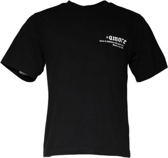 Dolce & Gabbana Mens Amore Tshirt Short Sleeve Crew Neck - Black Cotton - Size EU 46 (Mens)