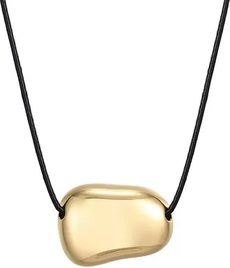 Adornia 18K Plated Sliding Pebble On A Chord Necklace