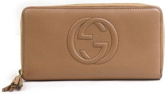 Gucci Beige Leather Long Wallet (Bi-Fold) (Pre-Owned)
