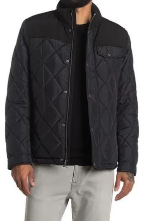 Cole Haan COLE HAAN Mixed Media Faux Shearling Lined Diamond Quilted Jacket in Black at Nordstrom Rack, Size Xx-Large
