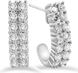 Pompeii3 1 3/8 CT Natural Diamond Hoops White Gold 3/4 Tall