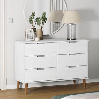 vidaXL Cassettiera MOLDE Bianca 113x40x80 cm in Legno Massello di Pino vidaXL