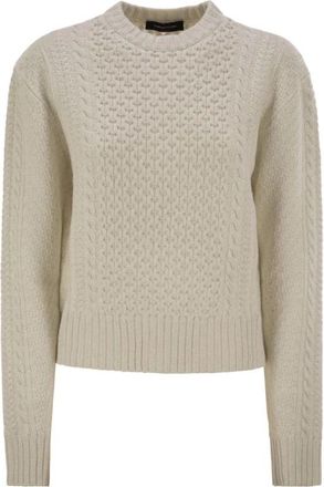 Fabiana Filippi Platinum Fisherman Jersey - Dames - Ronde hals truien - Beige - M - Wol - Truien & Vesten