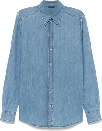 Dolce & Gabbana Lichtblauwe Denim Shirt met Knoopsluiting - Heren - Spijkeroverhemden - Blauw - 3XL - Denim - Overhemden