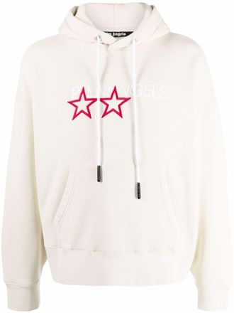 Palm Angels logo-embroidered cotton hoodie - men - Polyester/Cotton - M - Neutrals