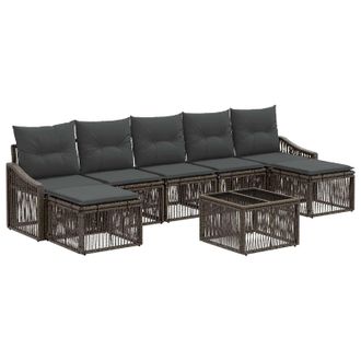 vidaXL Conjunto De Sof&aacute;s De Jard&iacute;n 8 Pcs Gris Rat&aacute;n Sint&eacute;tico Vidaxl