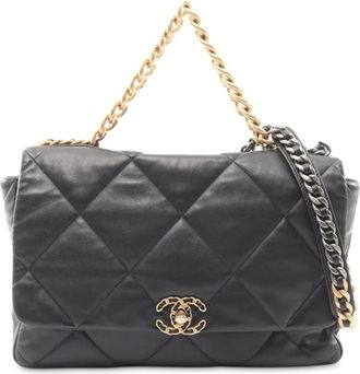 Chanel 2021 Maxi Lambskin 19 Flap satchel - Nero