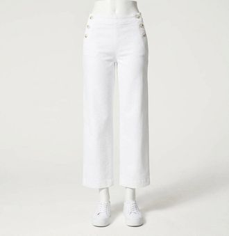 Spanx Stretch Twill Cropped Wide Leg Pants In White