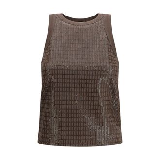 Brunello Cucinelli Brown Cotton Sleeveles Womens T-Shirt