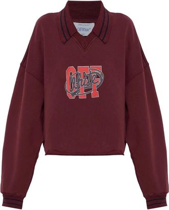Off-white Off College Crop Polo Sweatshirt - Dames - Sweatshirts - Paars - L - Katoen - Hoodies & sweatvesten