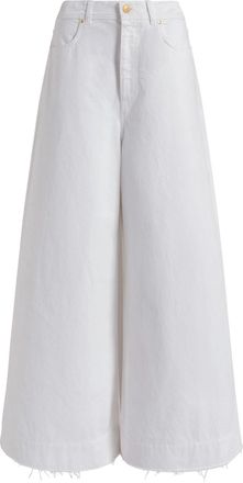 Alberta Ferretti White Wide-Leg Trousers with High Waist