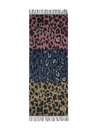 Bimba & Lola animal-print fringed scarf - women - Acrylic/Polyester - One Size - Blue