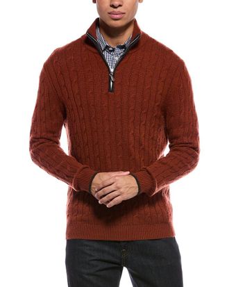 N.Peal N.Peal Albemarle Cable Cashmere 1/2-Zip Sweater