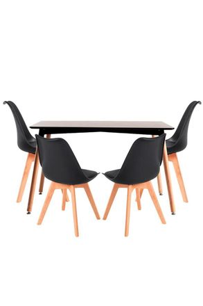 Regalos Miguel Regalos Miguel - Conjuntos De Mesa Y Sillas - Conjunto Mesa Tower Rectangular 120 X 80 Cm Negra Y Pack 4 Sillas Synk Basic - Negro