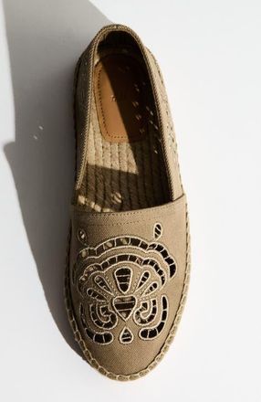 H&M Espadrilles with eyelet embroidery in Khaki Green at Nordstrom, Size 10