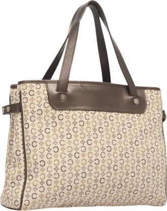 Celine Vintage Macadam Handbag Canvas Beige Canvas Bag (Pre-Owned)