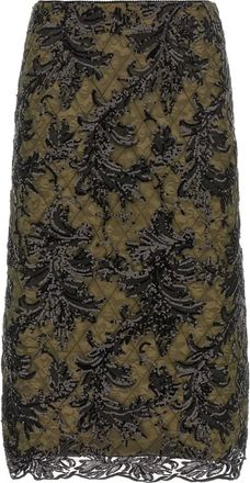 Le Twins Moni gewatteerde midi-rok met pailletten - Groen