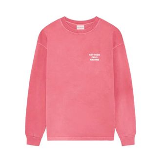 Dr&ocirc;le de Monsieur Tops, Heren, Roze, M, Katoen, Washed Slogan Long Sleeve T-Shirt