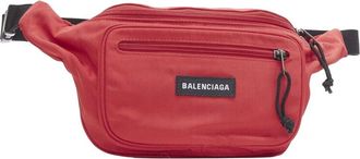Balenciaga Red Nylon Explorer Logo Dual Pocket Belt Bag, Never Carried (Authentic Pre-Loved)