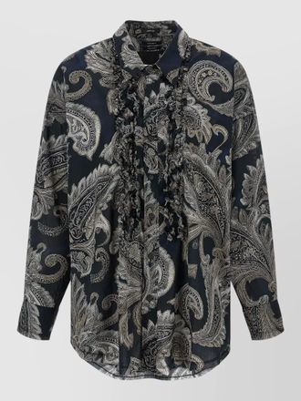 R13 paisley shirt long sleeves ruffled front