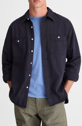 Madewell Cotton Button-Up Work Shirt in Deep Indigo at Nordstrom, Size Xx-Large