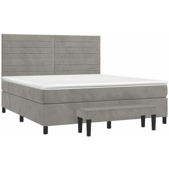 vidaXL Cama Box Spring Con Colch&oacute;n Terciopelo Gris Claro 180x200 Cm Vidaxl