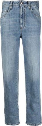Brunello Cucinelli WomenS Vintage Denim Straight Leg Pants, Size 4