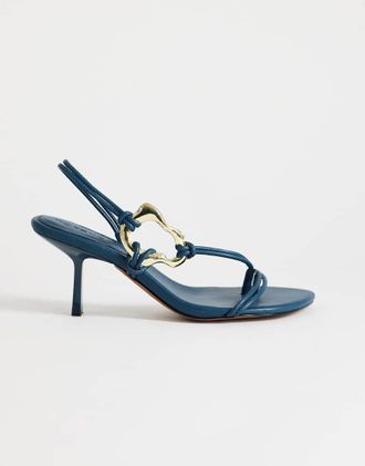 Topshop Nova - Sanadli con tacco verde-azzurro con dettagli in metallo e fascette-Blu