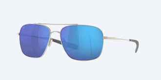 Costa Unisex Canaveral Polarized Sunglasses In Shiny Palladium Frame Blue Mirror